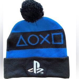 SONY CULTUREFLY GRAPHIC POM BEANIE Blue Black White One Size Fits Most